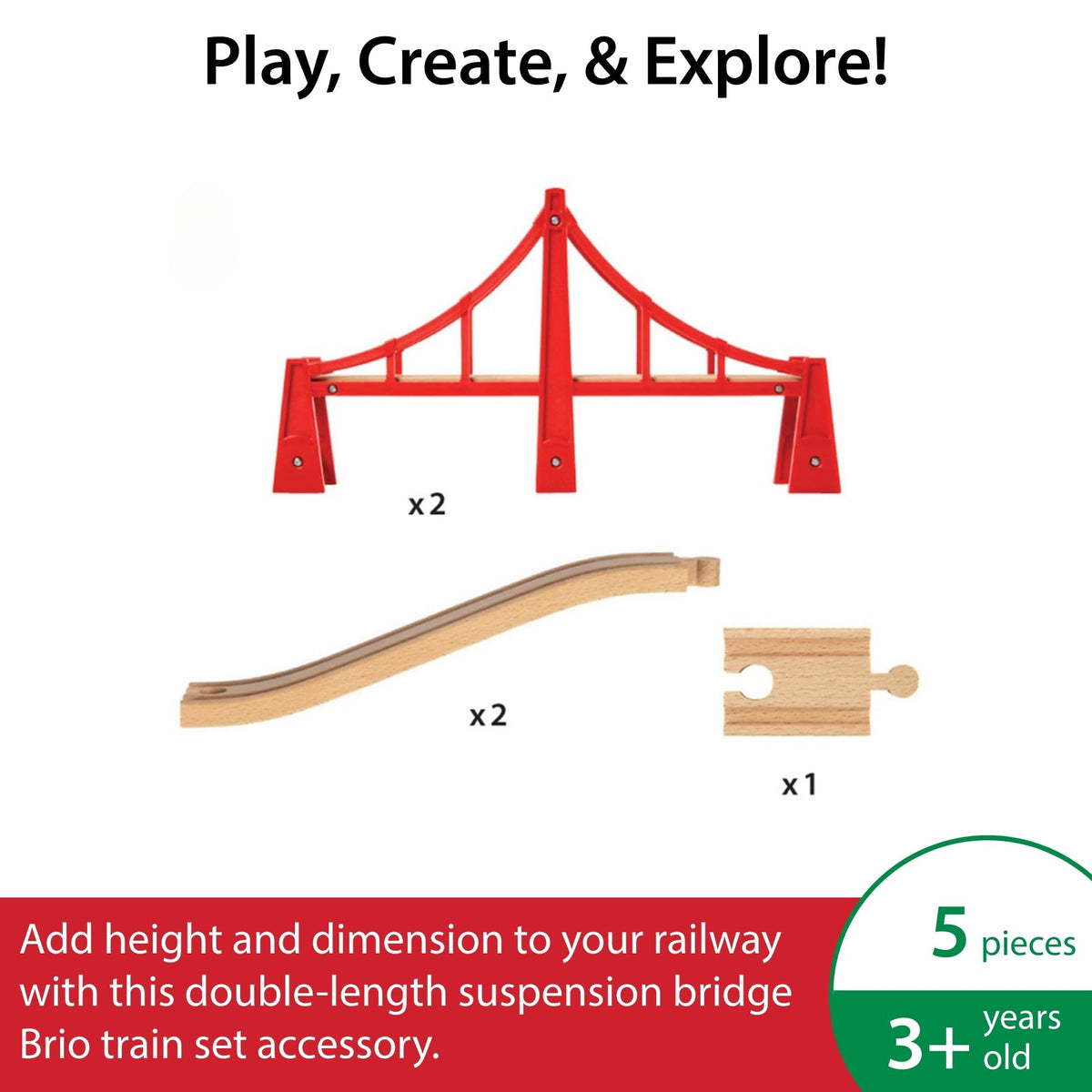 Close-up of BRIO bridge suspension cables highlighting craftsmanship and durability.
