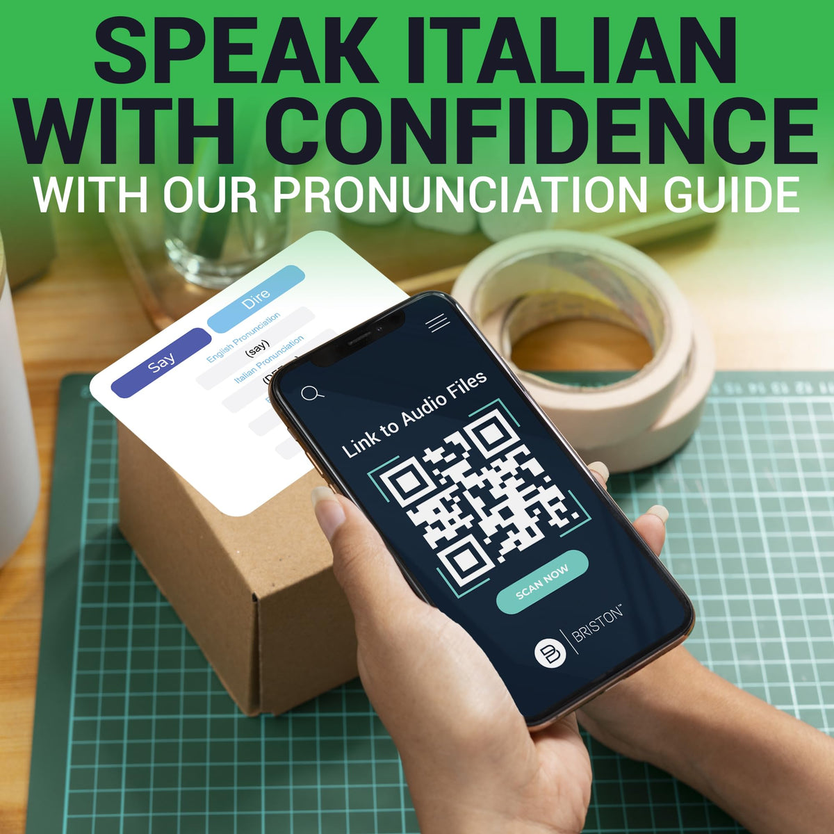 Briston Italian flashcards 300gsm stock designed for durable classroom use.
