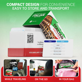 Briston Italian flashcards travel icons for on-the-go learning.
