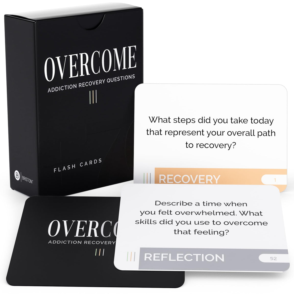 Briston Overcome card spread: prompts that spark discussion during sessions.
