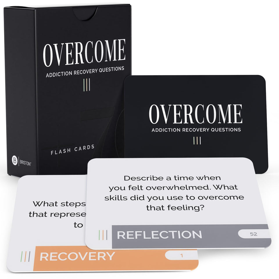 Briston Overcome set cover: durable recovery flash cards for therapy and reflection.