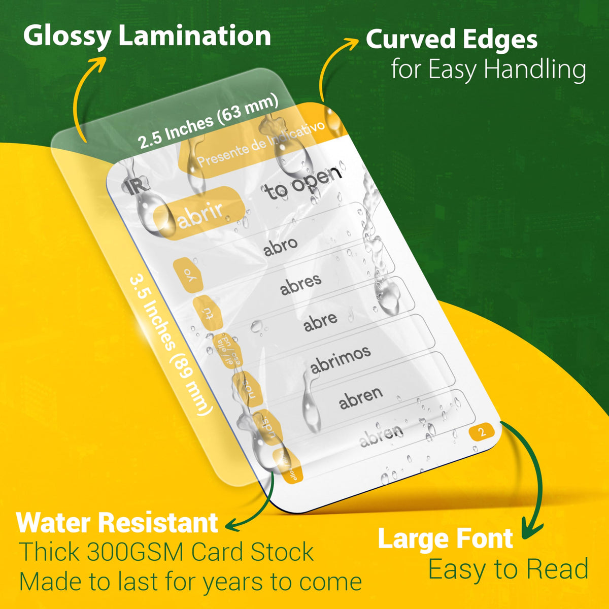 Briston flashcards printed on 300 GSM stock with glossy laminate