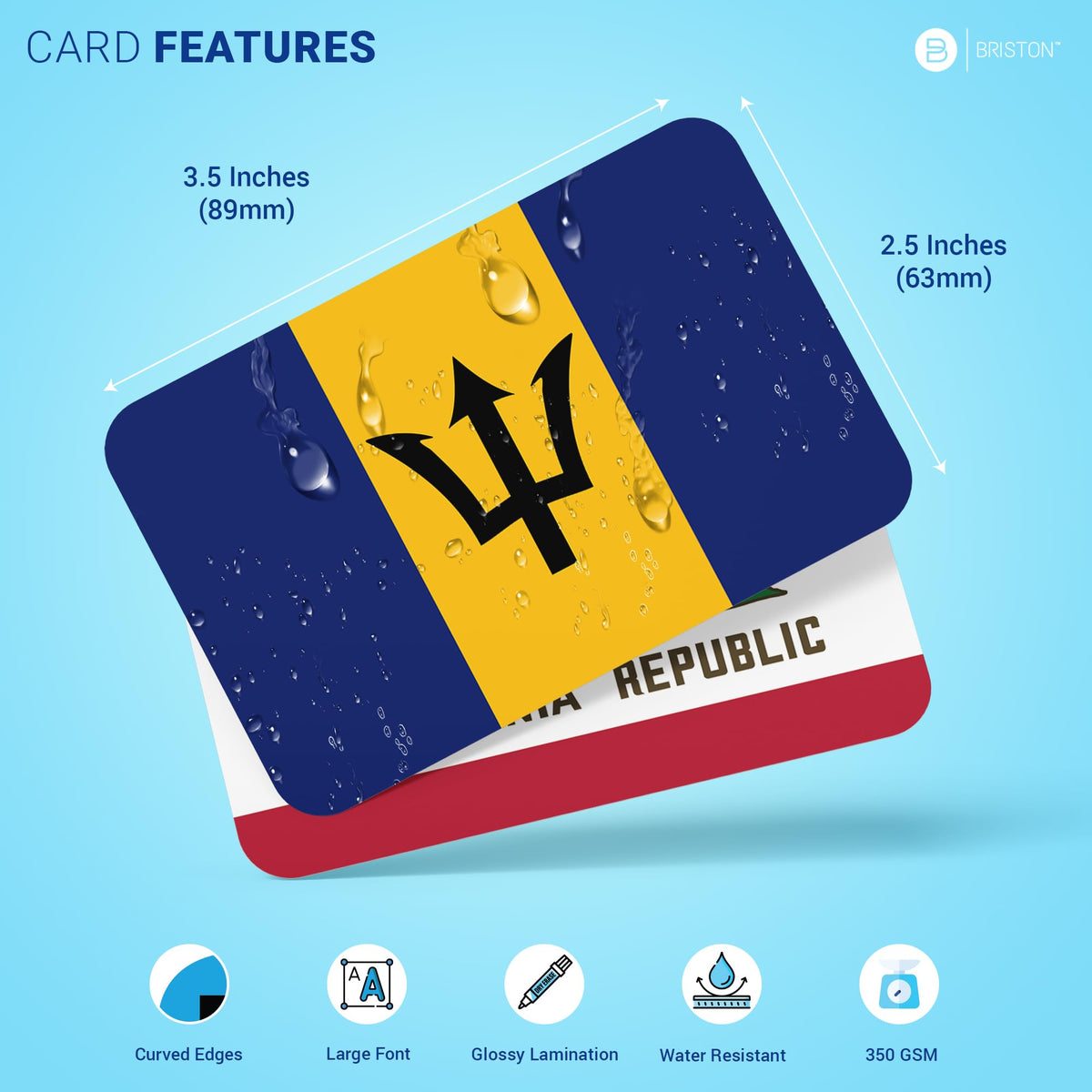 Briston US States Flags flash cards map view for classroom use.