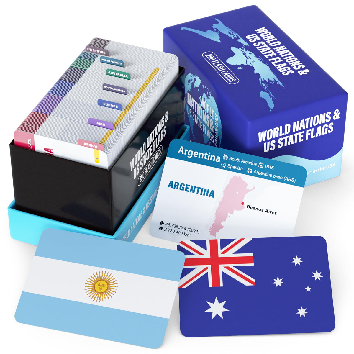 Briston World Nations Flags flash cards front view for quick geography study and travel prep.