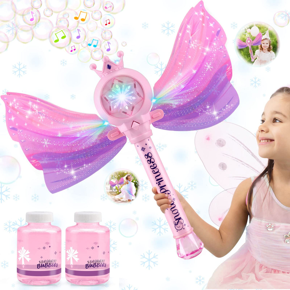 Britik Bubble Wands pink fairy wand for magical outdoor bubble play
