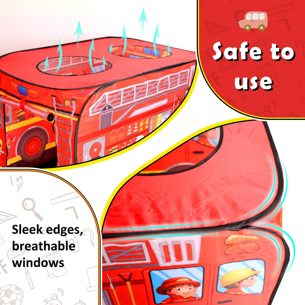 Britik fire truck tent ideal for indoor and outdoor family play