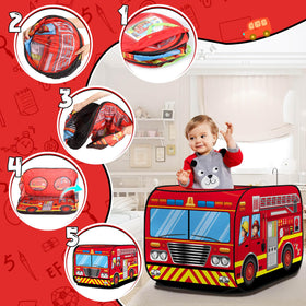 Britik fire truck tent open door for easy access during play