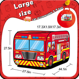 Britik fire truck tent side view highlighting interior room