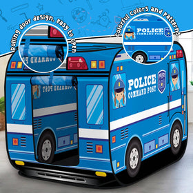 Britik Police Car Play Tent back view showing sturdy construction