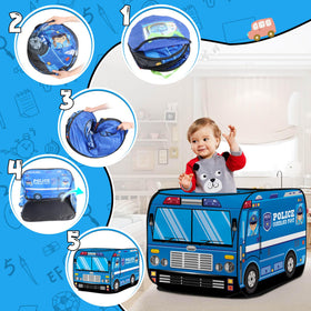 Britik Police Car Play Tent interior space for multiple kids