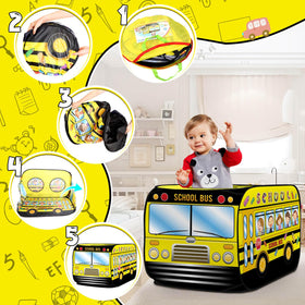 Britik pop-up school bus tent, side panel view for versatile setups.