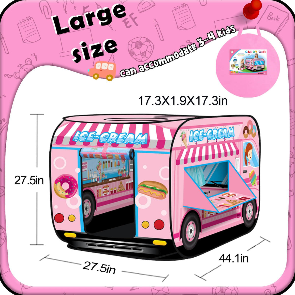 Britik Ice Cream Playhouse pop-up tent shown ready for spontaneous play.