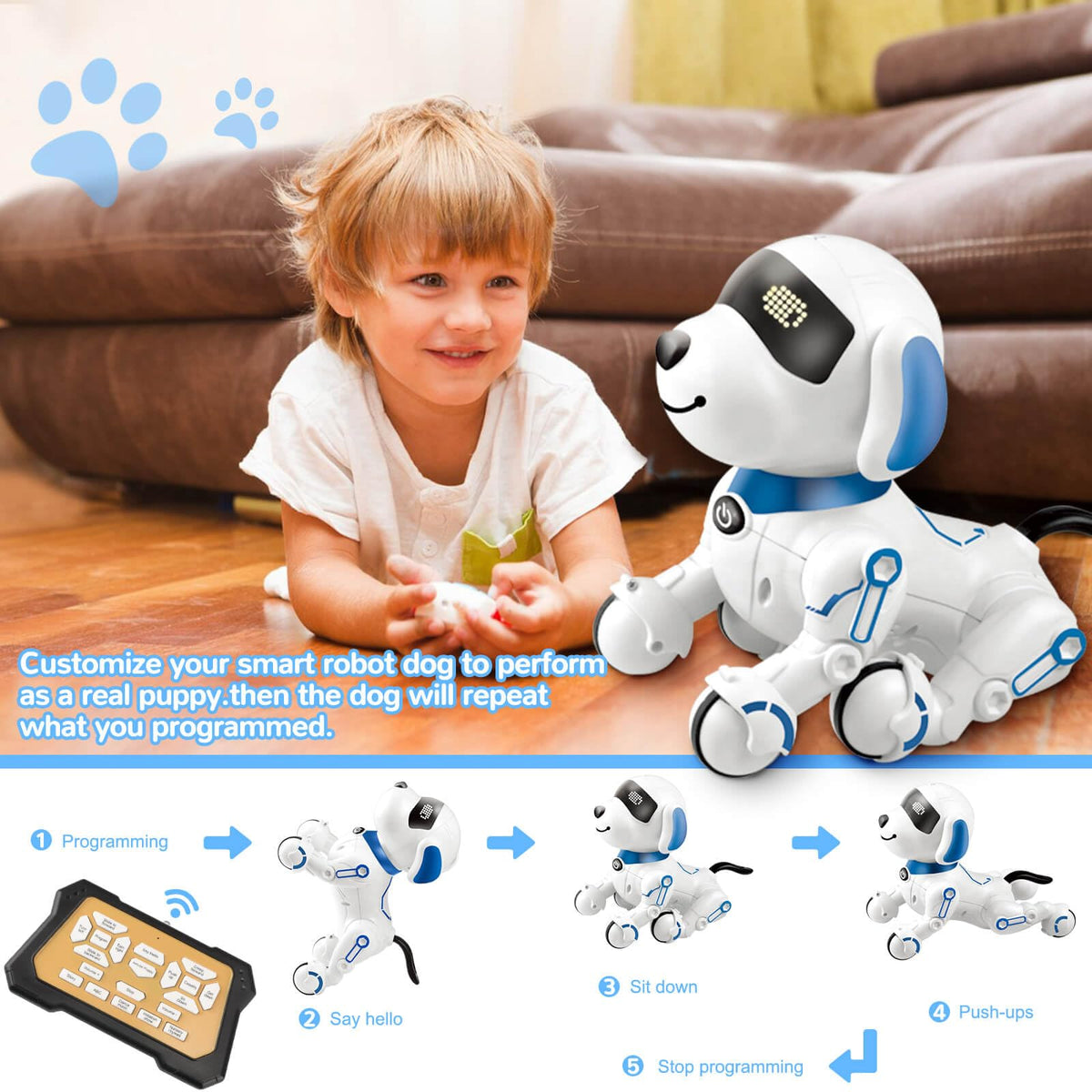 Britik Robot Dog helps with basic English
