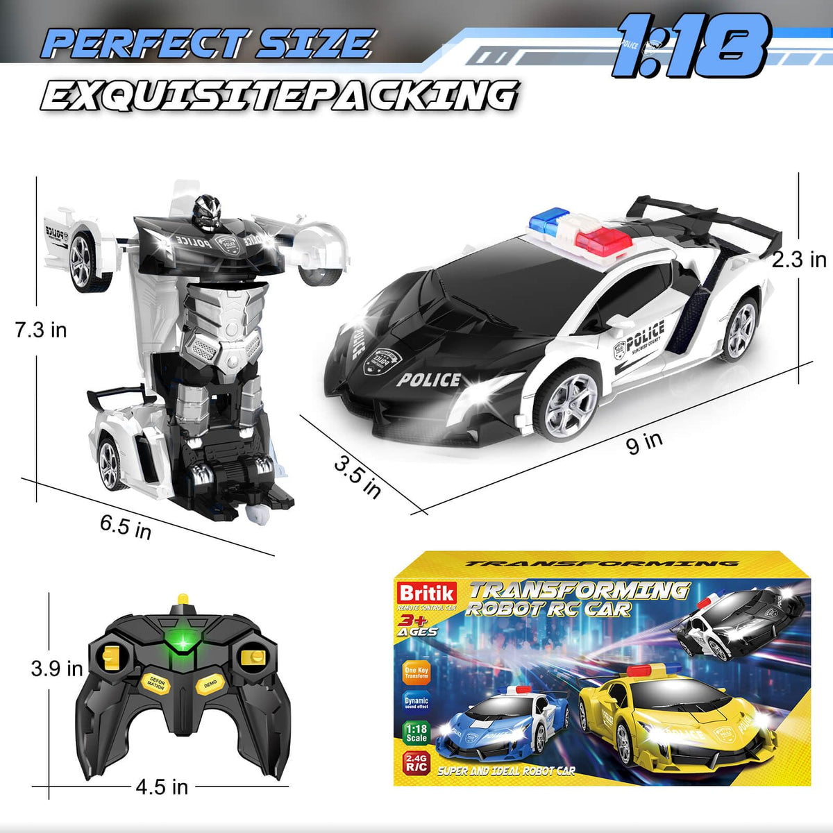 Britik Transform RC car 1:18 scale police styling