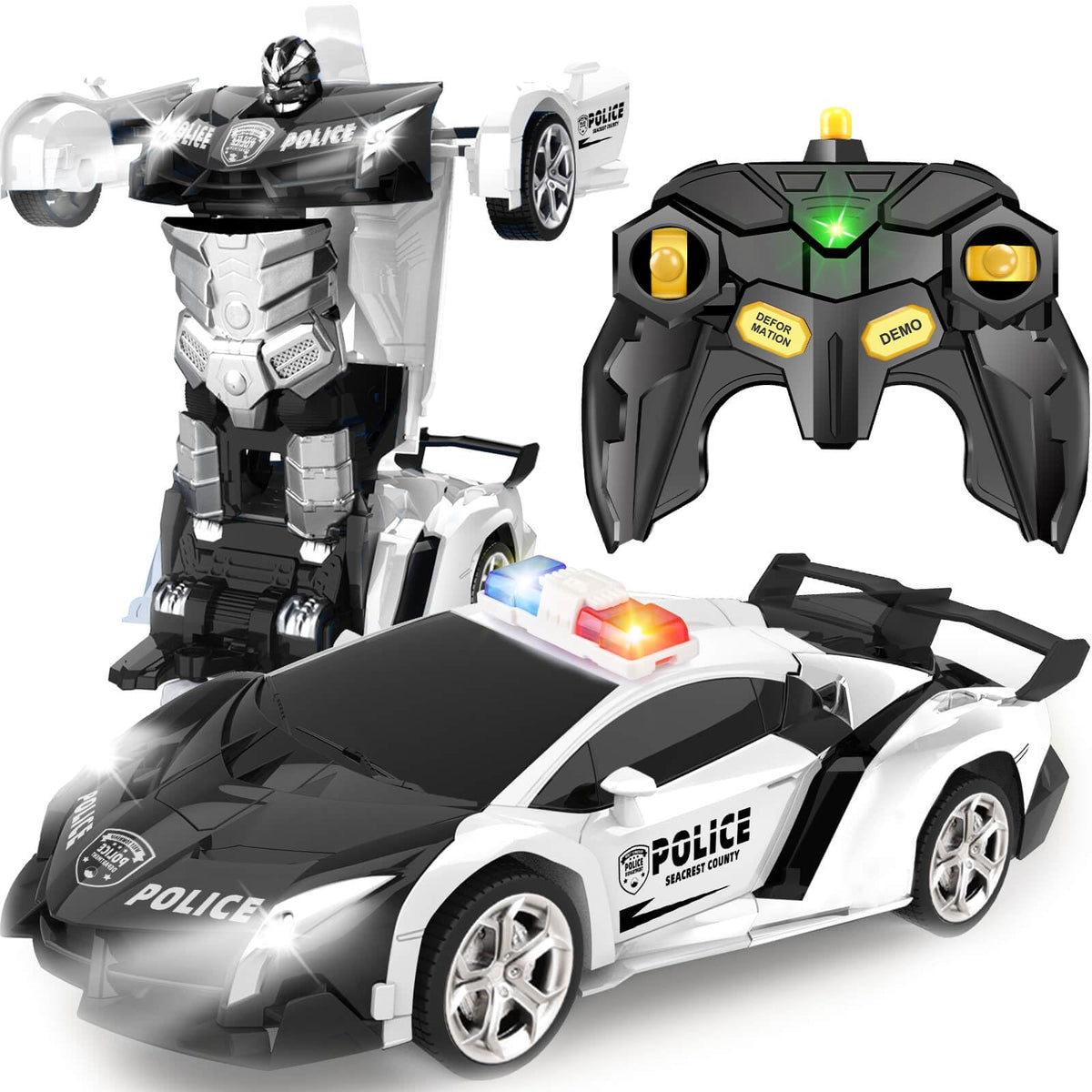 Britik Transform RC car front view in black for kids play