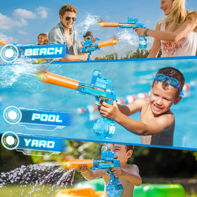 Britik water gun powered by a 1200mAh battery for longer sessions outdoors.