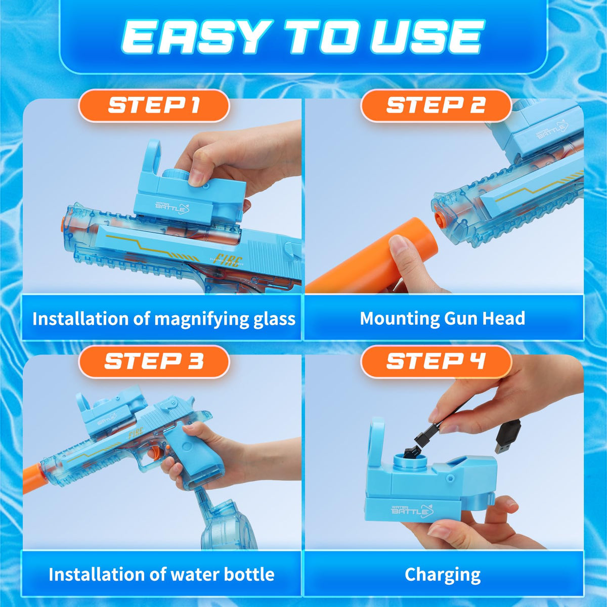 Britik water gun refills in about 25 seconds to keep action flowing.