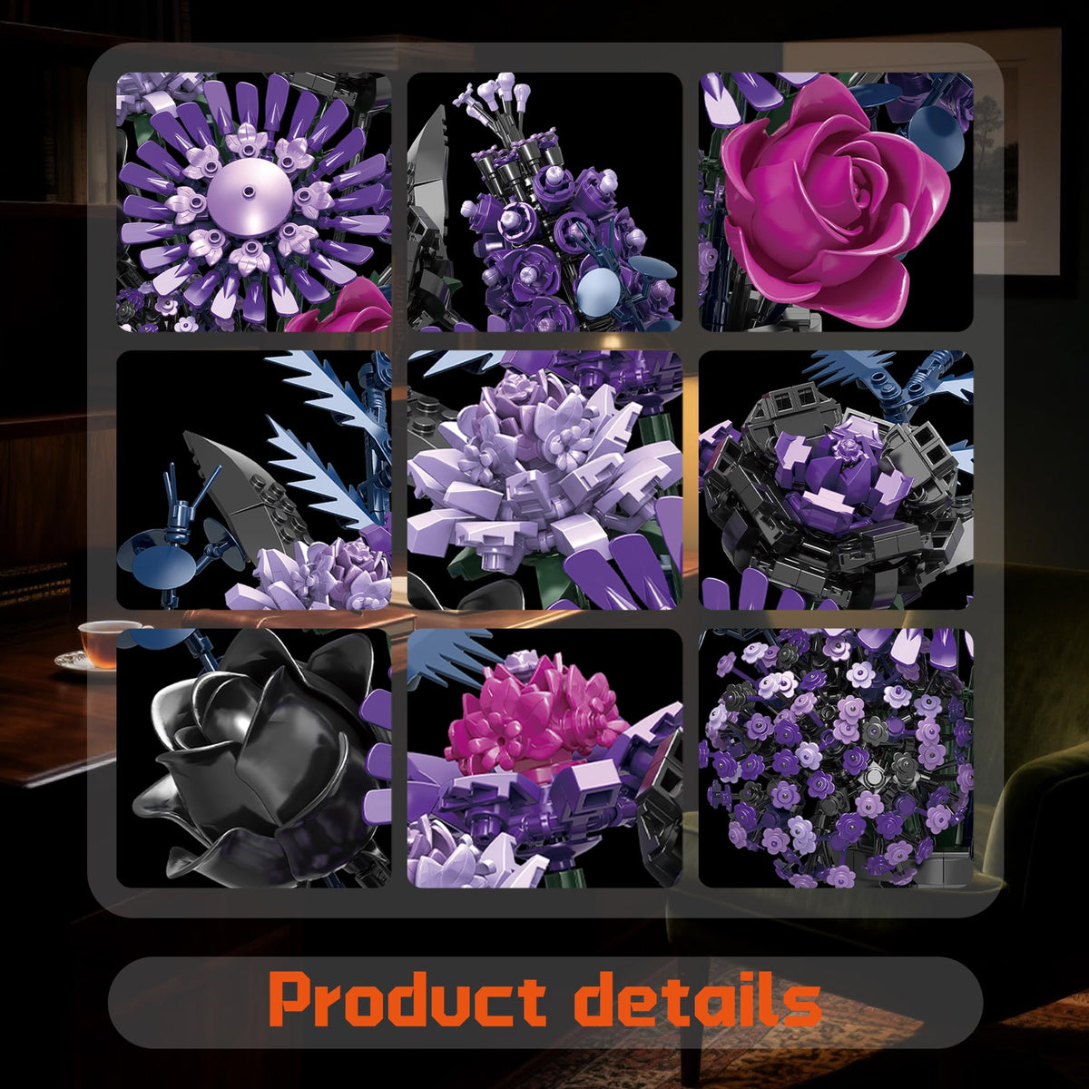 BrixVibe Flowers adjustable stems: customize height for dynamic on-shelf art