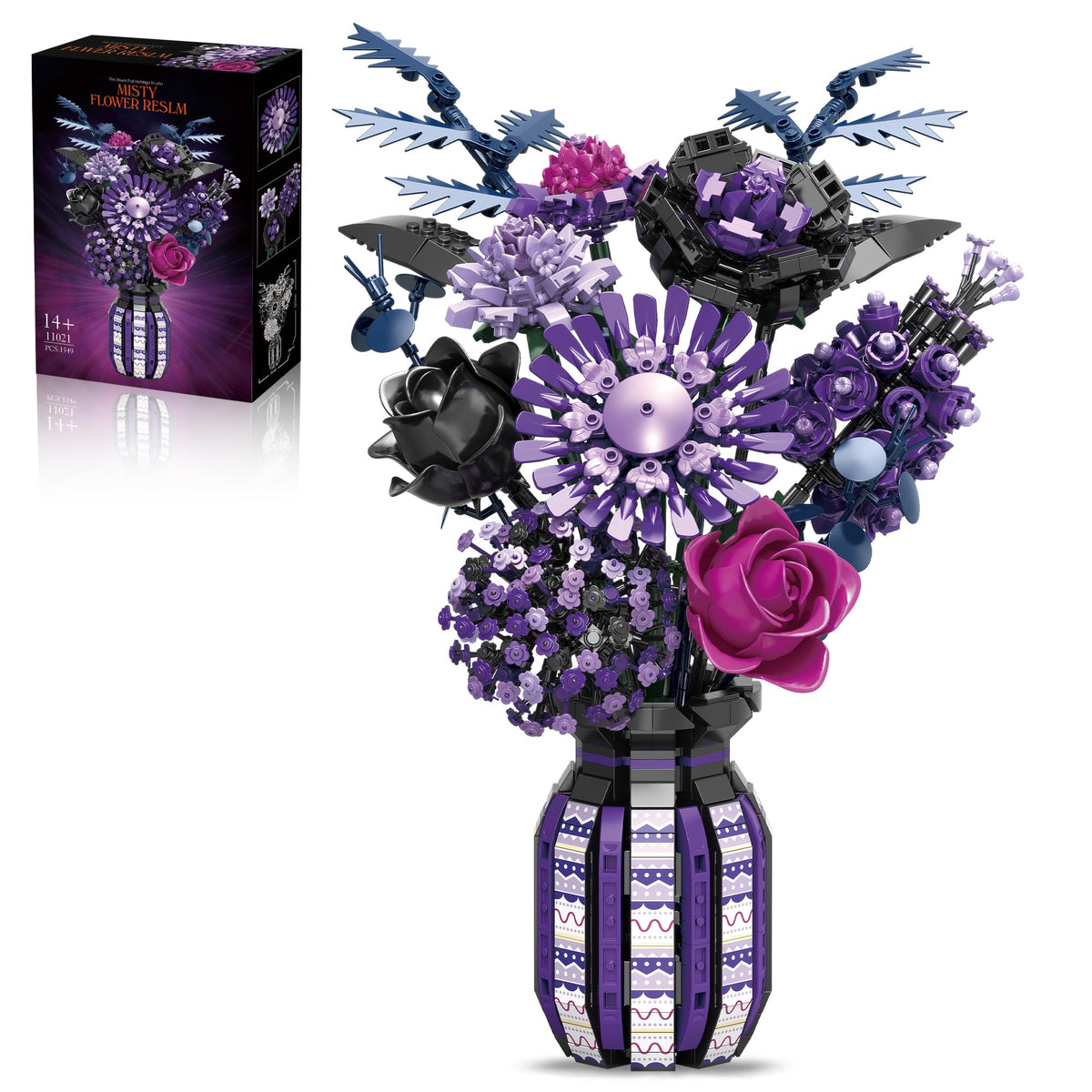 BrixVibe Flowers Building Set neon bouquet: bold neon hues for striking desk decor