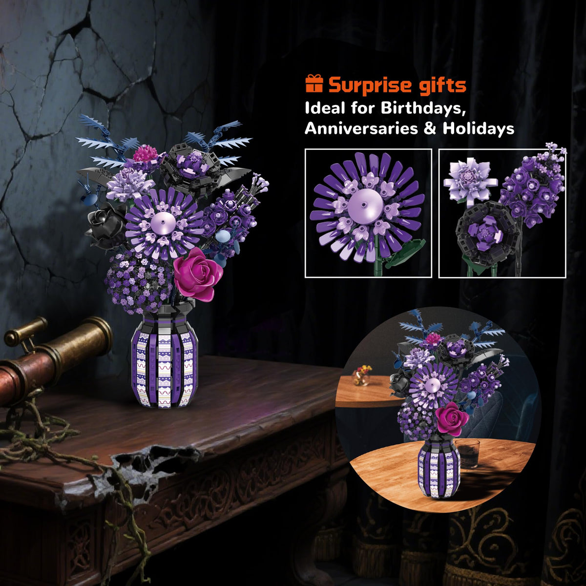 BrixVibe Flowers detachable petals: versatile gift option for creative spaces