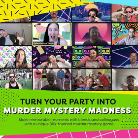 Broadway Murder Mysteries costume playlists spark authentic 80s ambiance.