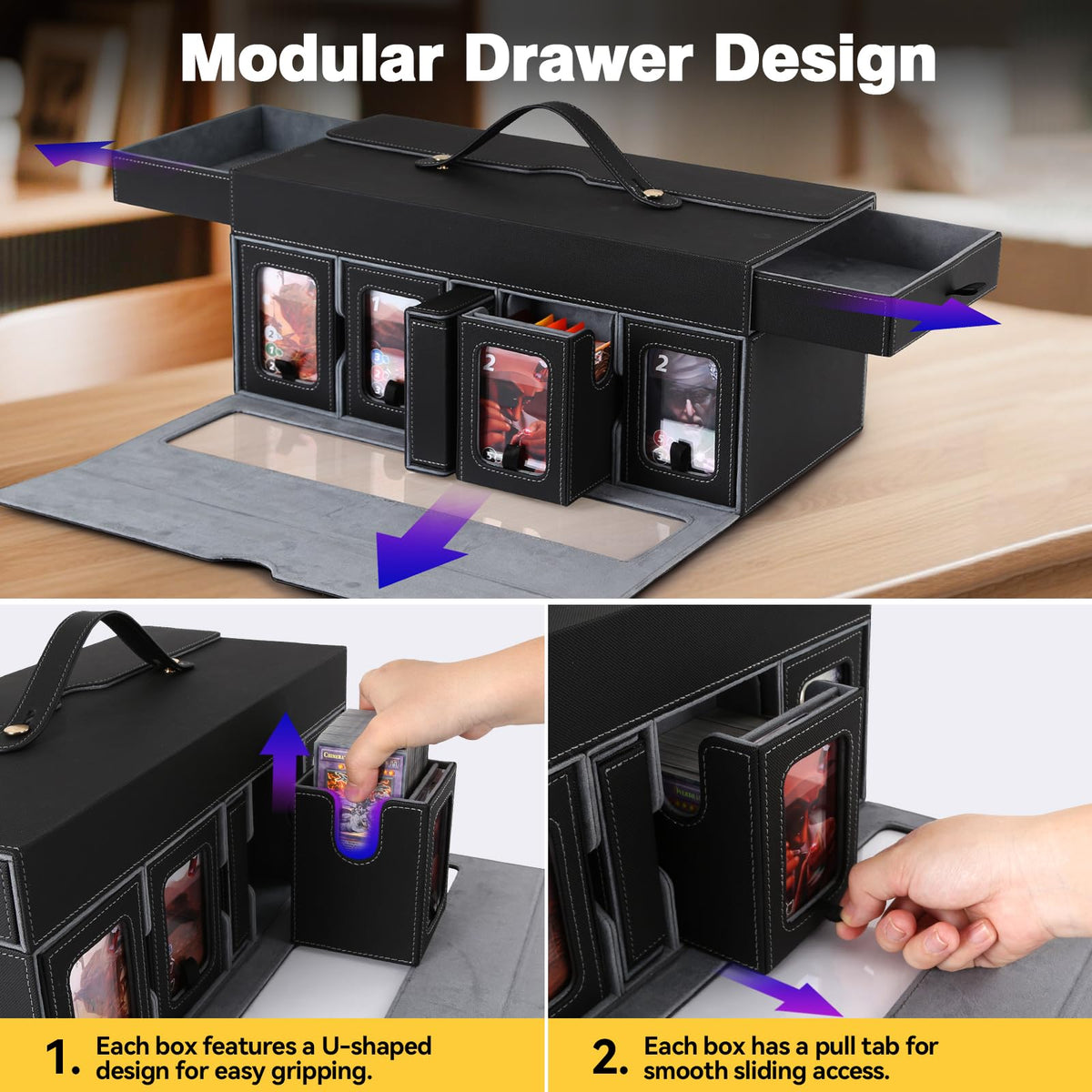 Brobear deck box in waterproof PU leather protecting cards while traveling.