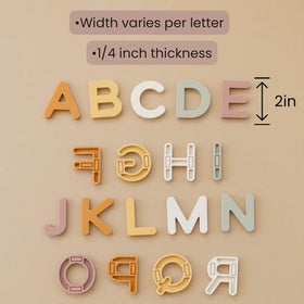 Brooklyn Neutral alphabet letters close-up show soft, safe learning tools