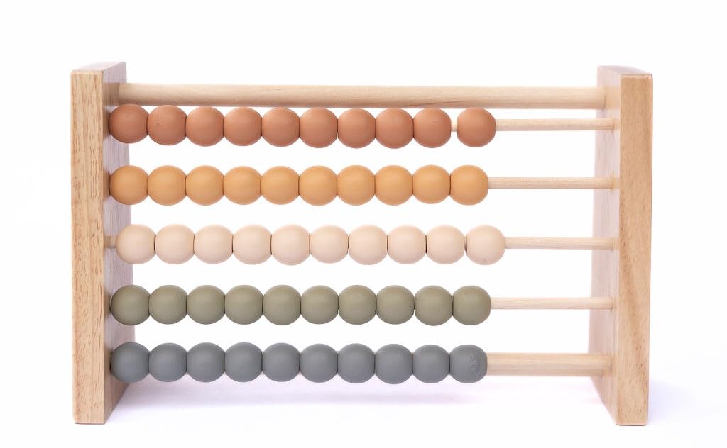 Brooklyn Neutral boho abacus beads for tactile math play and decorative nurseries.
