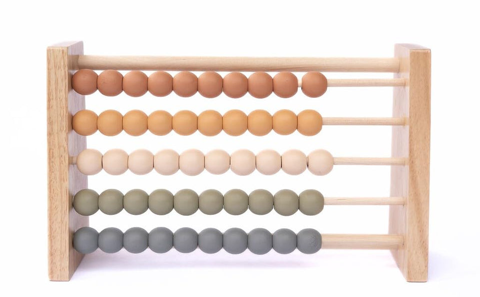 Brooklyn Neutral boho abacus beads for tactile math play and decorative nurseries.