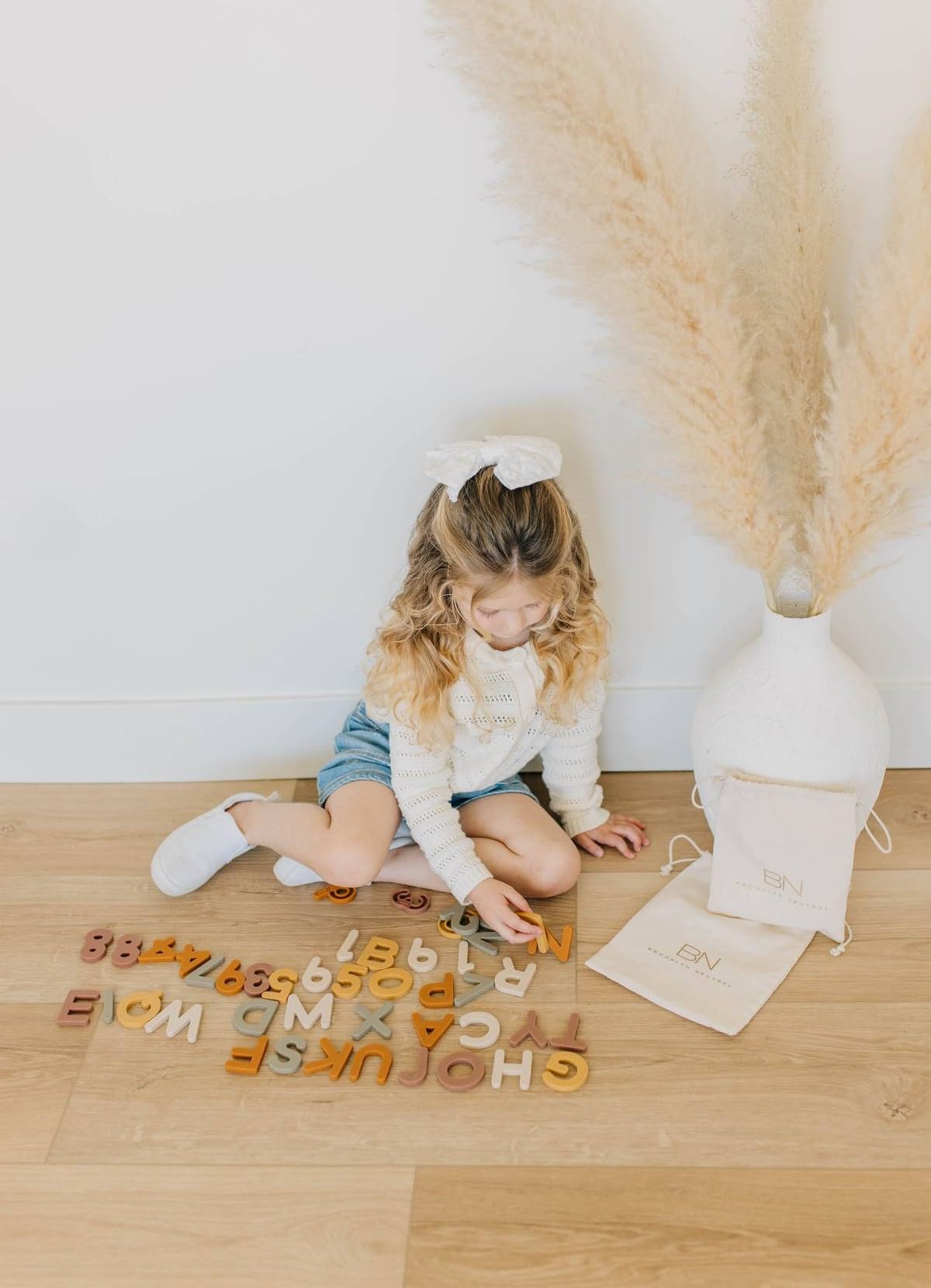 Brooklyn Neutral boho numbers close-up reveals durable silicone and easy cleaning.
