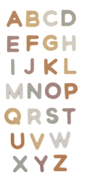 Brooklyn Neutral silicone alphabet letters on fridge support early literacy through interactive play