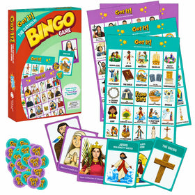 Brother Francis Got It! Saints bingo cards front view for classroom learning