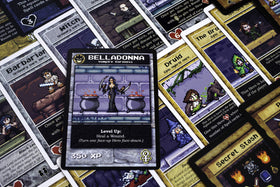 Brotherwise Games Boss Monster 2 game components display colorful traps, monsters, and spells for quick setup.