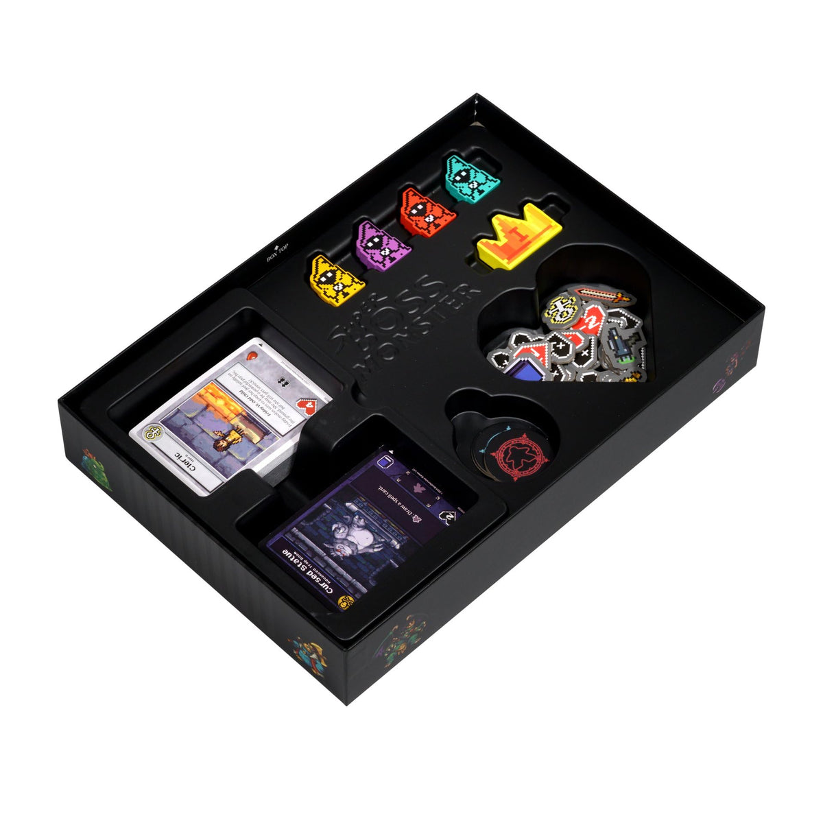 Brotherwise Games Super Boss Monster minion meeples guide heroes for strategic play.
