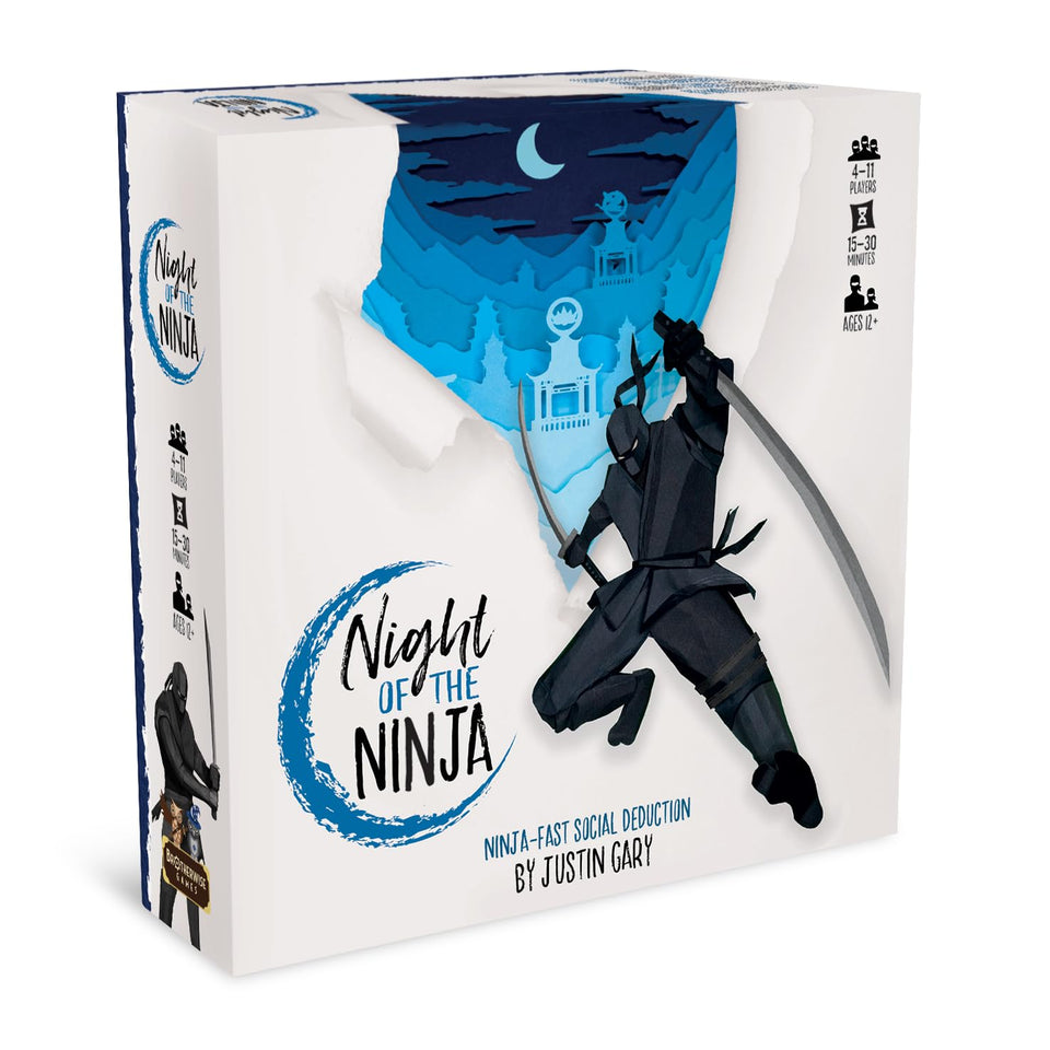 Night of the Ninja card art by Brotherwise Games enhances table talk and theme.