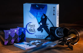 Night of the Ninja role cards by Brotherwise Games show dynamic gameplay visuals.