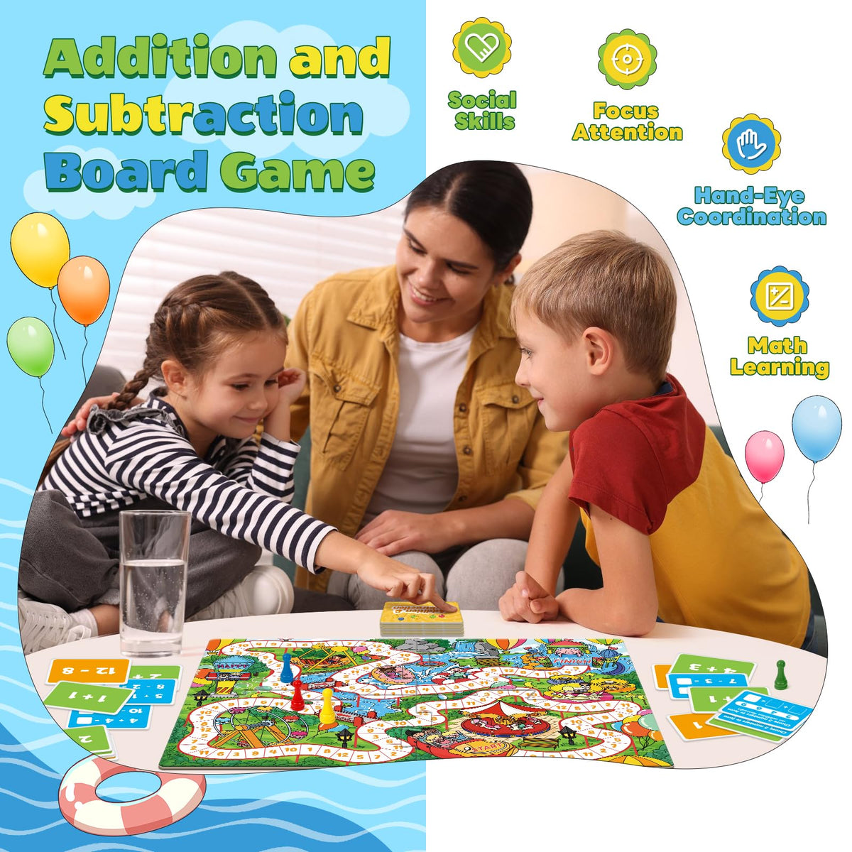 Broytain detailed board design captures children's interest during play.