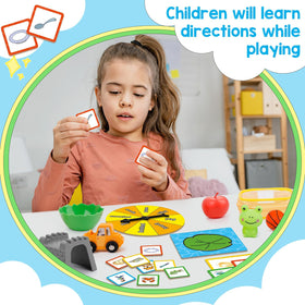 Broytain kids using positional words in a game setup.