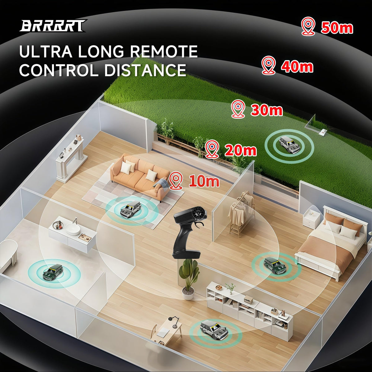 BRRRRT 1:24 RC car usable indoors or outdoors for versatile fun.