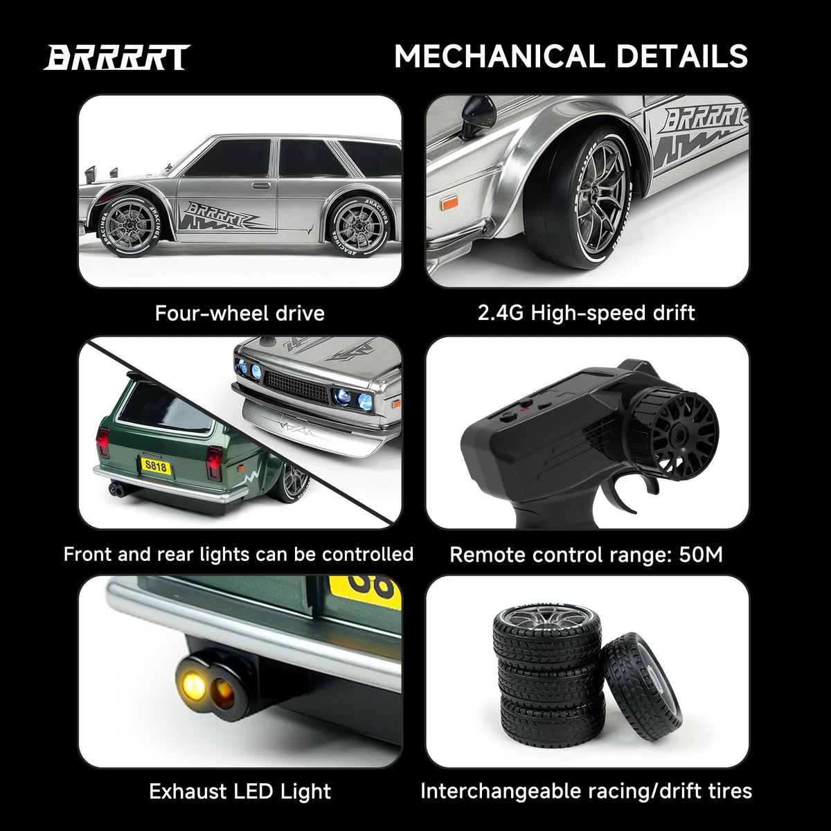 BRRRRT 1:24 RC remote control enabling precise, long-range driving performance.