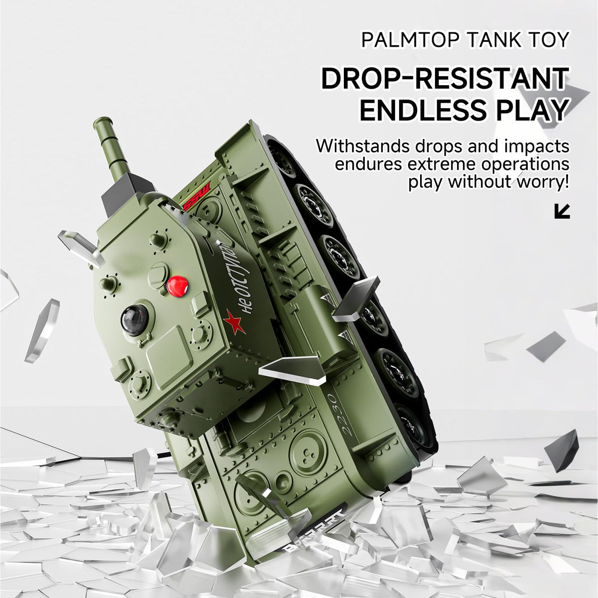 BRRRRT 1/64 RC Battle Tank – 360° rotation and 330° turret range in motion.