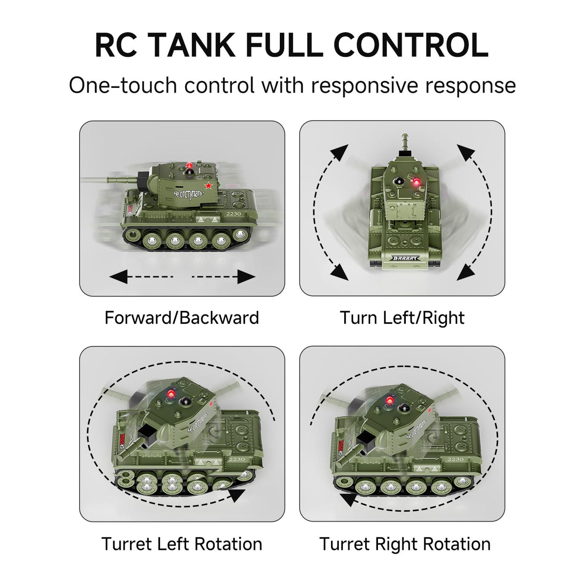 BRRRRT 1/64 RC Battle Tank – infrared shooting mode in action.