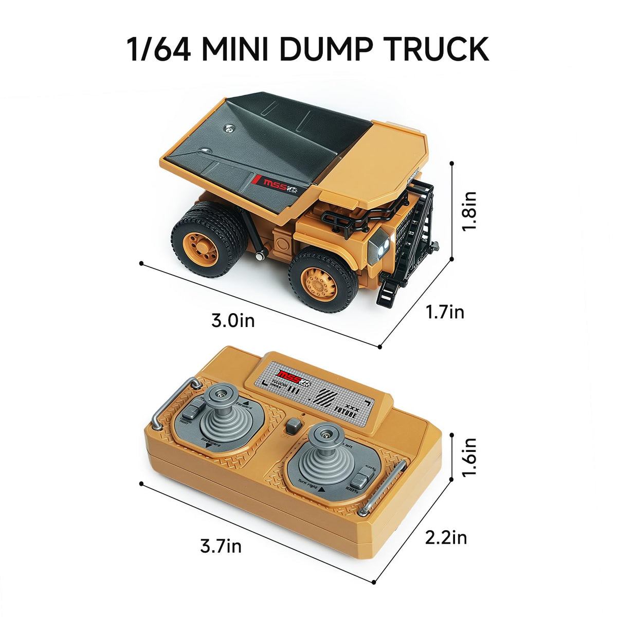 BRRRRT RC dump truck with lights for immersive play.