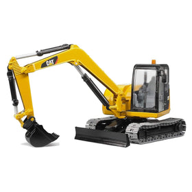 Bruder 02457 CAT mini excavator 360-degree rotation for lifelike scenes.