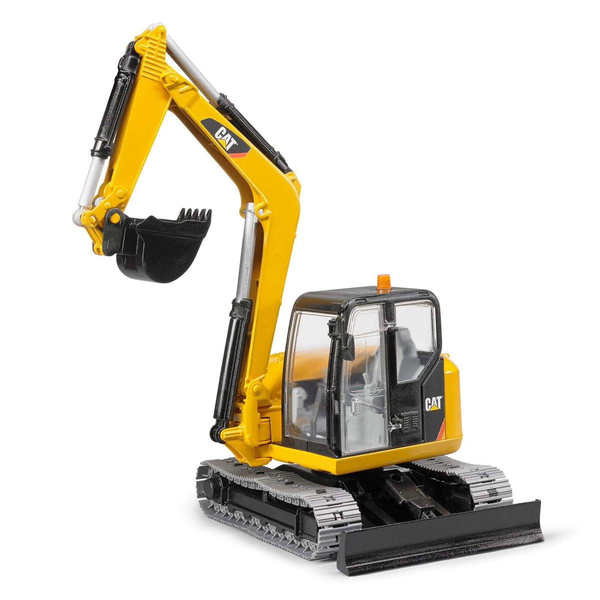 Bruder 02457 CAT mini excavator bucket-detachable for easy customization and play.
