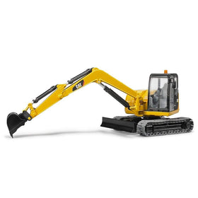 Bruder 02457 CAT mini excavator cab-glazed with openable door for realism.