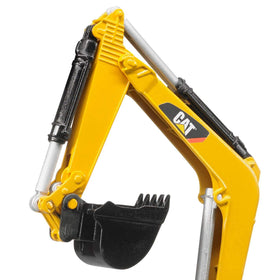 Bruder 02457 CAT mini excavator openable hood reveals authentic detail.