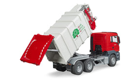 Bruder 03761 Man TGS side-loader truck tilting body allows realistic emptying.