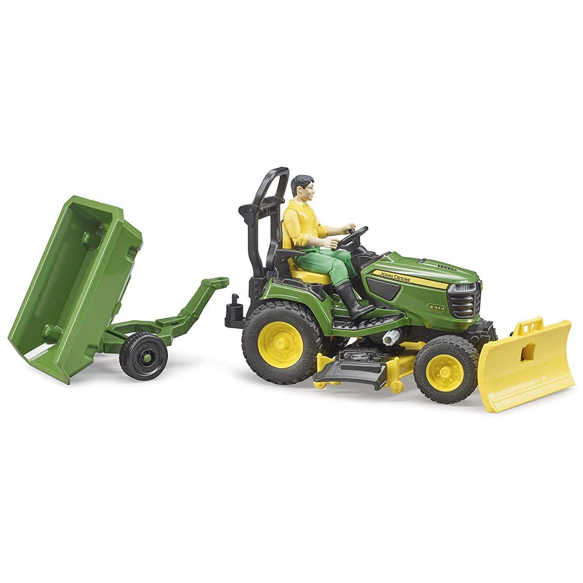 Bruder bworld John Deere lawn tractor triple mower with adjustable height for versatility