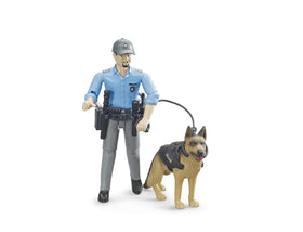 Bruder bworld Policeman with Dog figure ready for imaginative rescue play.